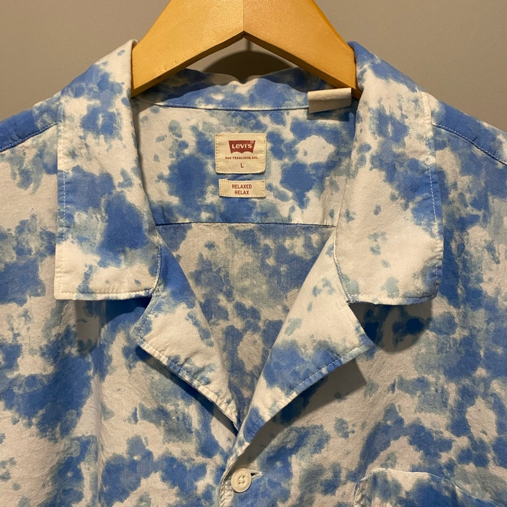 LEVI’S Red Tab Tie-Dye Beach Button Up - Mens L Relaxed, Short Sleeve